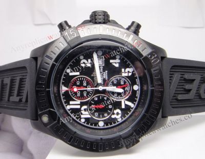 Replica Breitling Super Avenger Black Chronograph Rubber Strap 48mm